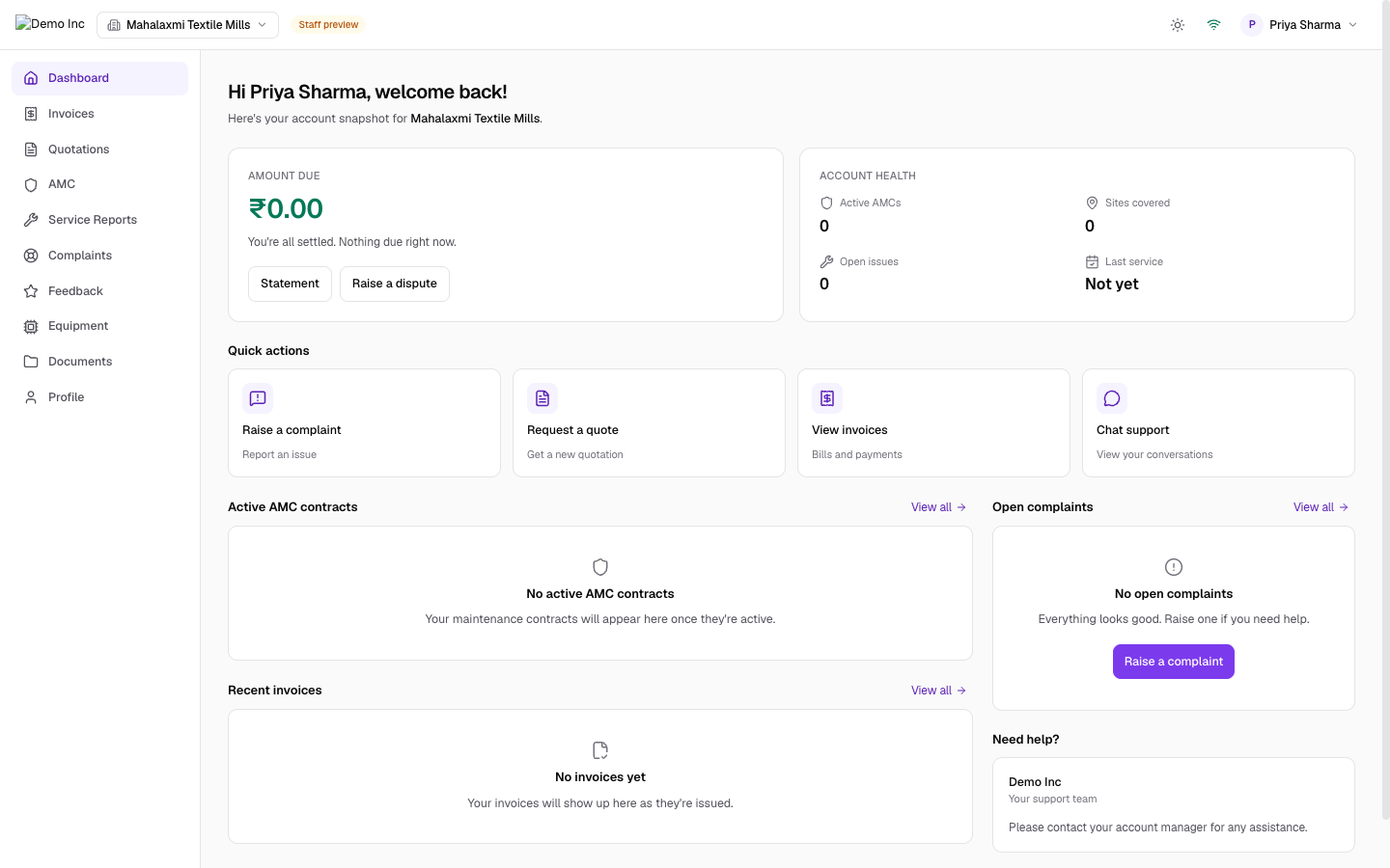 The client portal dashboard